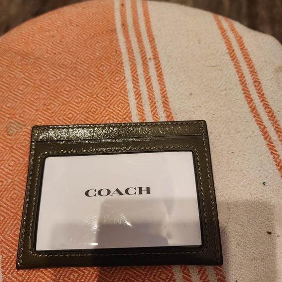 Coach Dark Green Leather Card Holder - Picture 4 of 7